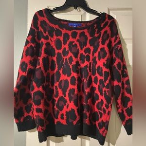 Apt. 9 Black and Red sweater. Size Petite Small. 73% Acrylic 27% Polyester.